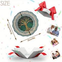 Green Tree of Life Wind Spinner - Outdoor Hanging Wind Chime for Garden, Yard, and Patio Decor - Whimsical Metal Art Ornament 01A