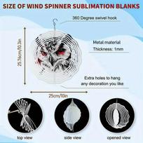 Kaijit - 2D Owl Sketch Art Wind Spinner & Wind Chime, 360° Rotating Hook for Outdoor Garden & Patio Decor 01A