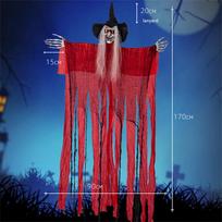 1× Sound Control Red Light Eyes Witch Ghost Horror Hanging Ghost For Halloween