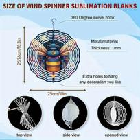 Metal Wind Spinner Outdoor Decor with Colorful Bees Flowers 360 Rotating Hook for Garden Yard Balcony Halloween Christmas Thanksgiving