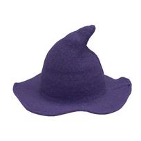 Women Witch Hat Foldable Costume Sharp Large Crochet Warm Winter Cap One Size violetinė