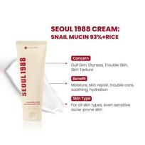 Seoul 1988 Cream: Snail Mucin 93%+ Rice 100ml +RANDOM GIFT white