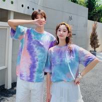 Women's Rainbow Gradient Tie-Dye Camouflage Short Sleeve T-shirt | Hyuna Style | Loose Fit | Plus Size | Summer Korean Fashion XL