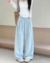 Women's 2025 Milk Puff Cloud High-Waisted Wide-Leg Pants - Straight-Leg, Slimming, Versatile, Loose, Casual, Yamamoto Style M (95-110 lbs) mėlyna