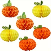 6PCS Tissue Paper Pumpkin - 3D Honeycomb Hanging Ornaments & Table Centerpieces - for Halloween, Thanksgiving, Fall Festival Decor (20cm) 6pcs red