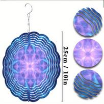 Dreamy Blue Purple Metal Wind Chime with Mandala Design for Garden Patio Living Room Office Decor Perfect Gift for Mom Family Friends 01A