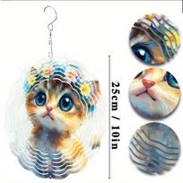 10 Inch Hanging Cat Wind Spinner Whimsical Garden Decor with 360 Hook Vibrant Cat Design for Outdoor Patio Yard Spring Summer Gift for Cat Lovers 01A