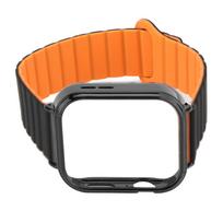 Silicone Loop Magnetic Watch Band with Black Case Replacement Watch Strap Quick Release Smartwatch
