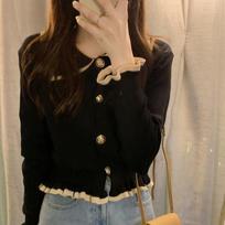 2023 Women's Slim-Fit Long-Sleeve Knit Sweater with Turn-Down Collar - Autumn/Winter Petite Base Layer One Size (Recommended 40-60 kg) juoda