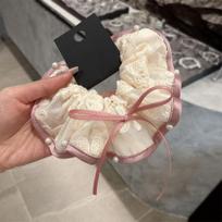 Flower mesh bow pearl large intestine hair band French gentle temperament low ponytail hair rope niche fashion hair accessories