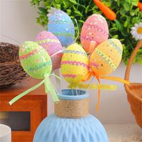 Easter Egg Cuttings 6pcs Patterned Foam Egg Decoration Festival Simulation Egg Card Scene Layout One Size