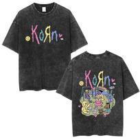 Men Women Korn Follow The Leader Walkman Washed T Shirt Washed Oldschool Loose Short Sleeve Cotton Oversize Tops S