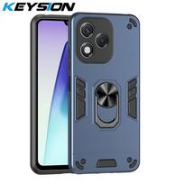 KEYSION Shockproof Armor Case for HONOR 400 Lite 5G Soft Silicone+PC Metal Ring Stand Phone Back Cover for Huawei Honor 400 Lite for Honor 400 Lite mėlyna