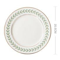 Korean Green Leaf Dinner Plate, Soup Bowl, Coffee Cup, Saucer Set Ins Beautiful Dessert Salad Ceramic Plate for Food Crockery white