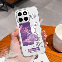 For Huawei Honor X8a X7a X8c X6c 400 Pro Phone Bags Cute Astronaut Pattern Luxury Transparent Shockproof Silicone Lens Protection Case For Huawei Capa Honor X6C white