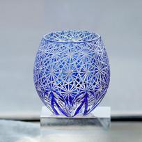 Japanese Edo Kiriko Crystal Glass Whiskey & Wine Cup blue