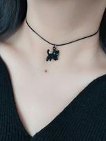 Sweet Cool alloy Black kitten pendant choker collar Choker Neck Accessories Accessory Necklace for women 40cm