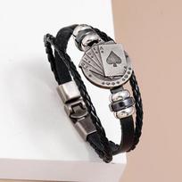 Ethnic Style Poker Bracelet Punk New Leather Bracelet Poker Game Cowhide Jewelry 17CM