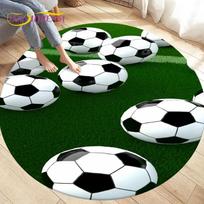 3D Cartoon Soccer Football Circle Area Rug Large,Round Carpet Rug for Living Room Bedroom Sofa Decoration,Kids Play Floor Mat 60cm
