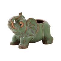 Miniature Ceramic Succulents Planter Elephant Shape Vase Indoor/Outdoor Ceramic Animal Planter for Desktop Or Bookshelf