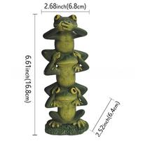 Green Resin Frog Ornament: See No Evil, Hear No Evil, Speak No Evil Sand Play Prop