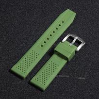 Universal Watch Straps 16 18 20 22 24mm Quick Release Silicone Band Soft Rubber Wristband Men Women Breathable Sport Bracelet 16mm žalia