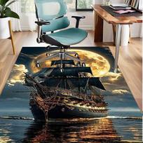 Piratų laivas per pilnatį kilimas miegamojo grindys jūriniu stiliumi neslystantis kilimas galima skalbti skalbimo mašinoje 60x90cm