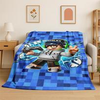 Cartoon R-Robloxs Game Gamer Flannel Blanket Soft Warm Throw Blanket for Bedroom Living Room Bed Travel Camping Picnic Gift 75x90cm
