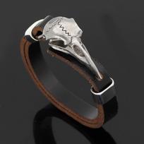 Nordic Viking Men's Bracelet: Pirate Skull & Crow Design with Cowhide and Stainless Steel ruda