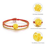 999 Pure Gold Luck Beads Bracelet with 3D Golden Lotus - Ideal for Festivals and Safe Driving Gifts Bracelet + Gift Box Set