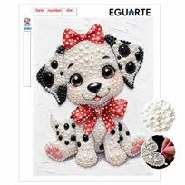 Frameless Pearl Painting Kit Cute Dog Pattern DIY 3D Bead Art Canvas Relaxing Handmade Craft for Adults Home Decor 30x40cm