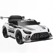 AIYAPLAY Mercedes elektrinis automobilis, vaikiškas elektromobilis, 12V baterija, LED žibintai, muzikos funkcija, garsinis signalas, 3-8 metai, baltas