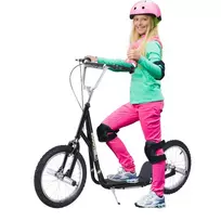 Miesto paspirtukas vaikams ir suaugusiems su pneumatinėmis padangomis Kick scooter - juodas