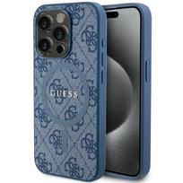 GUESS GUHMP14LG4GFRB iPhone 14 Pro 6.1" blue hard case, 4G Collection, Leather  AND  Metal Logo, MagSafe