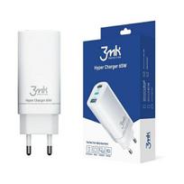 3MK HyperCharger 65W GAN Wall Charger, 2xUSB-C + 1xUSB-A, PD+QC
