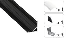 LED profilio komplektas ARRE kampinis, juodas, anoduotas, matinis dangtelis  2.02 m