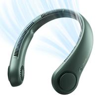 JISULIFE Neck Fan 3 kaklo ventiliatorius, 5 greičiai, 4000mAh, 3.5m/s, tamsiai žalias