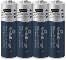 MediaRange USB-C Li-Ion Battery, Mignon AA I 1.5V | 1400 mAh, 4-pack (4 pieces)