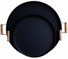 Serviravimo padėklų komplektas Hermia M0185-3, 51 cm x 3 cm, 51 cm, Ø 51 cm, 2 vnt., Juoda sp.