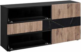 Komoda ASM Cannes, black marble sp./vicking oak sp., 81.5 cm x 160.2 cm x 36.6 cm