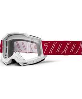 Motokroso akiniai 100% Accuri 2 - Redline raudona, skaidrus pleksis