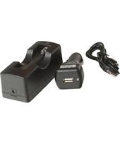 Yate automobilinis kroviklis Li-ion 18650 baterijoms su USB kabeliu