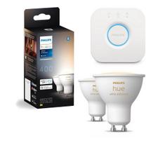 Rinkinys 2 vnt. reguliuojamo ryškumo LED lempučių Philips Hue White Ambiance GU10/4,2W/230V + Hue Bridge