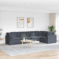 Modulinė sofa su pagalvėlėmis, aksominė, tamsiai pilka