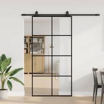 Stumdomos durys su furnitūra, juodos, 102,5x205 cm, ESG stiklas