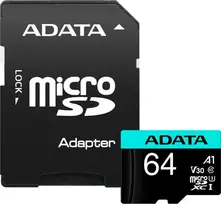Karta ADATA Premier Pro MicroSDXC 64GB Class 10 UHS-I/U3 A2 V30 (AUSDX64GUI3V30SA2-RA1)