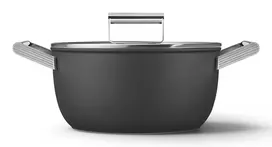 „Smeg“ CSF2412BLM puodas, 20 cm, keramikinis, su nerūdijančio plieno rankena, matinė juoda spalva