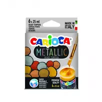 Tempera dažai CARIOCA Metallic, 6 spalvos, 25 ml, vnt.