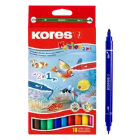 Flomasteriai dvipusiai KORES KORELLO 2 in 1, 10 vnt., dvipusiai, vnt.