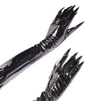 Gloss Leather Long Nails Gloves for Women Witch Gloves for Halloween Party Outfit Tight Gloves for Club Dancing Use 1 juoda
